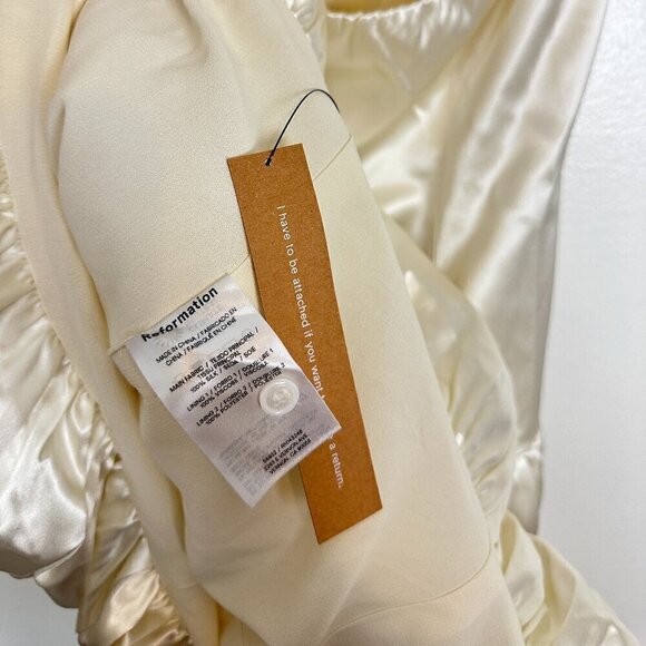 REFORMATION Babette Silk Dress in Ivory Size US 8 NWT - Picture 12 of 16